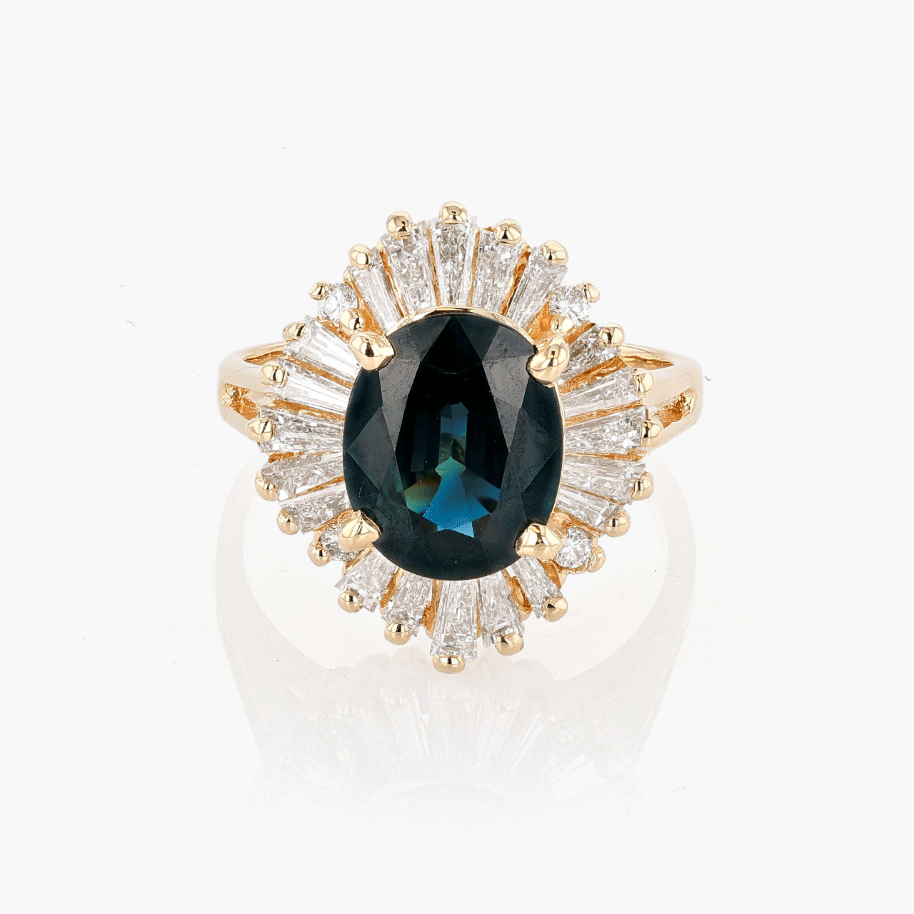 14k Yellow Gold Sapphire and Diamond Ring