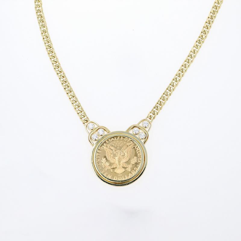 Vintage 18KT Gold Coin Diamond Pendant