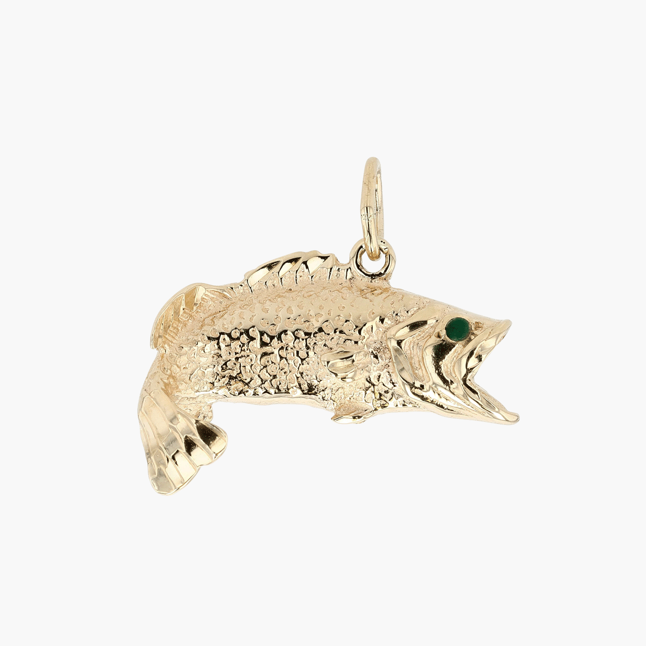 14k Yellow Gold Wide Mouth Bass Charm