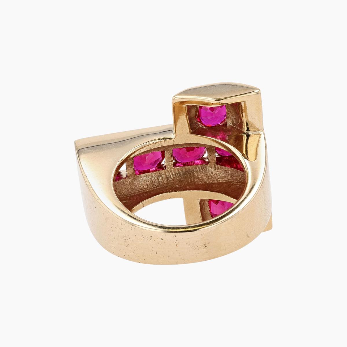 Vintage 14K Yellow Gold Synthetic Ruby Ring