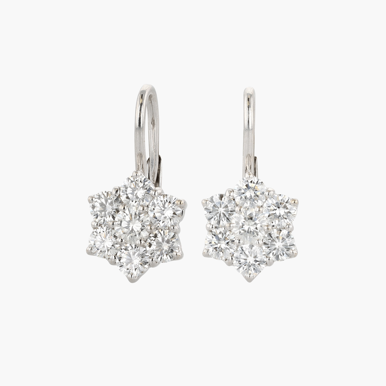 18k White Gold and Diamond Floral Earrings