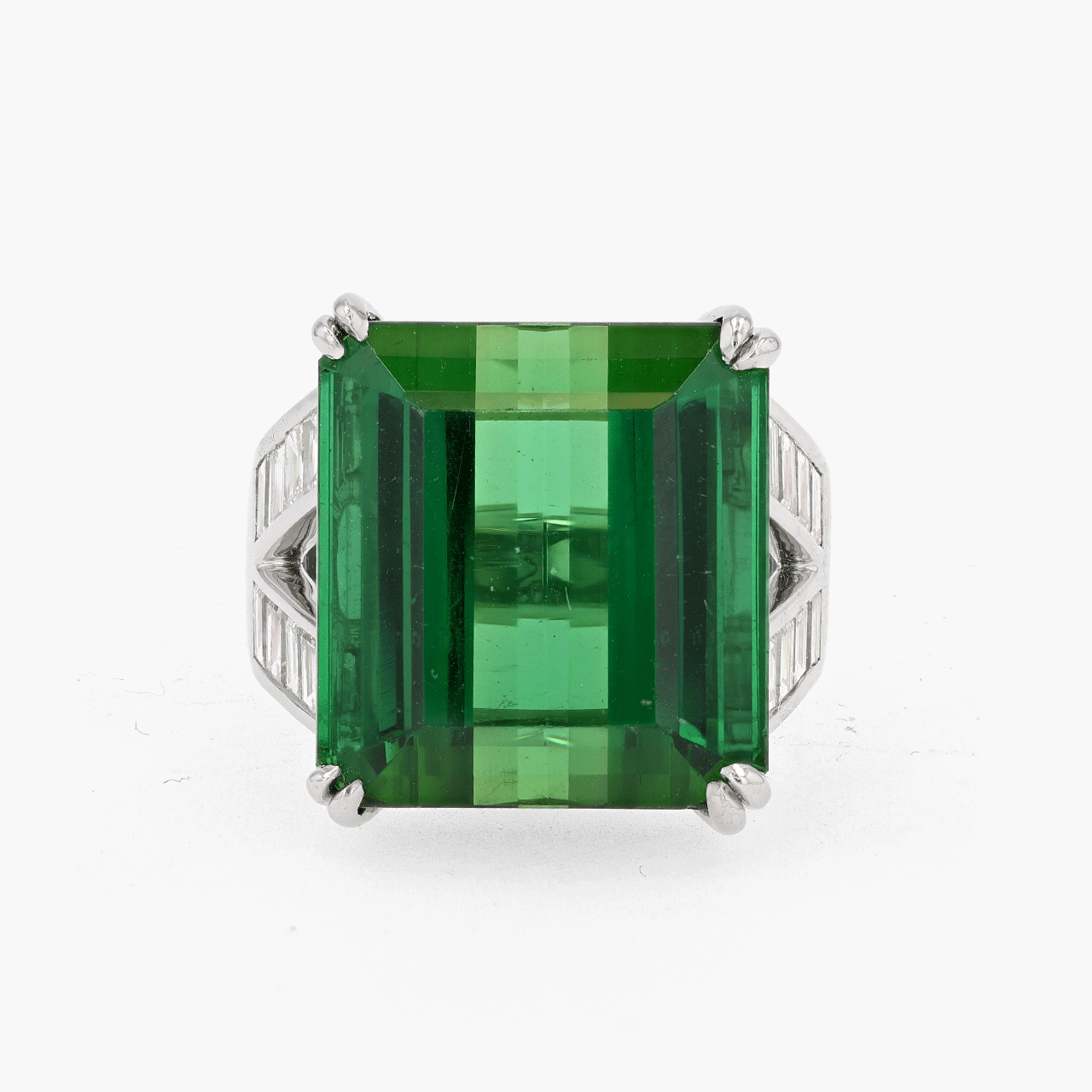 Vintage Platinum Custom 11.9 CT Tourmaline Ring