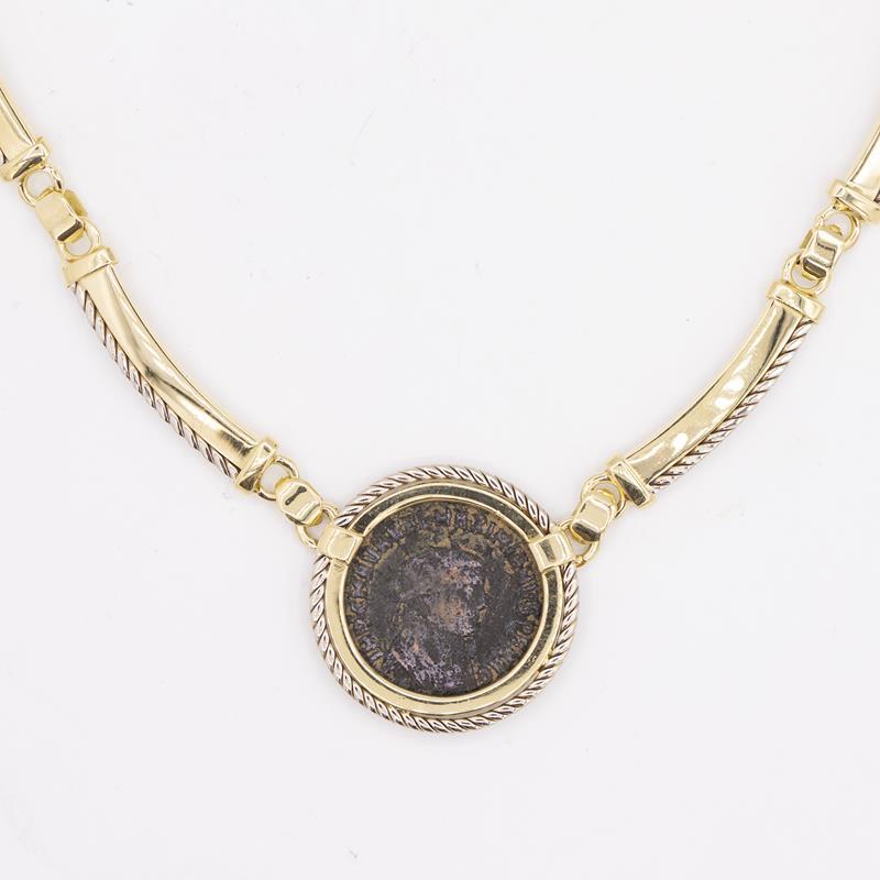 Vintage 18kt Gold Roman Coin Necklace