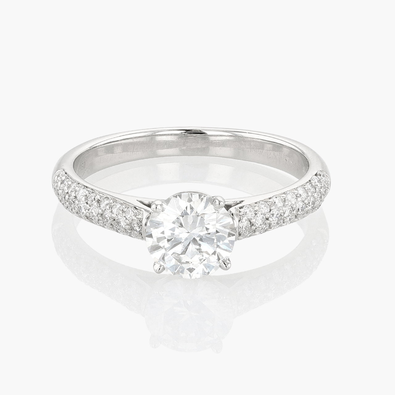 Platinum and Round Diamond .90CT Engagement Ring