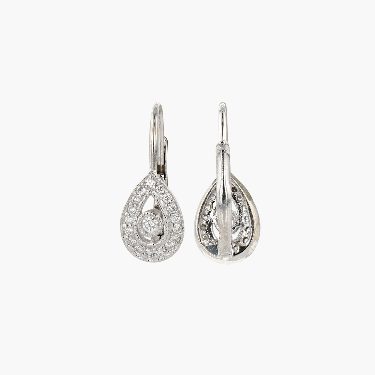 18k White Gold and Diamond Teardrop Earrings