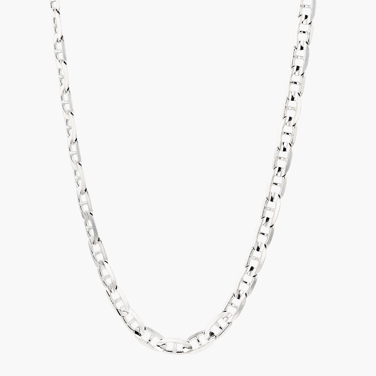 14k White Gold Marine Link 24 Inch Chain