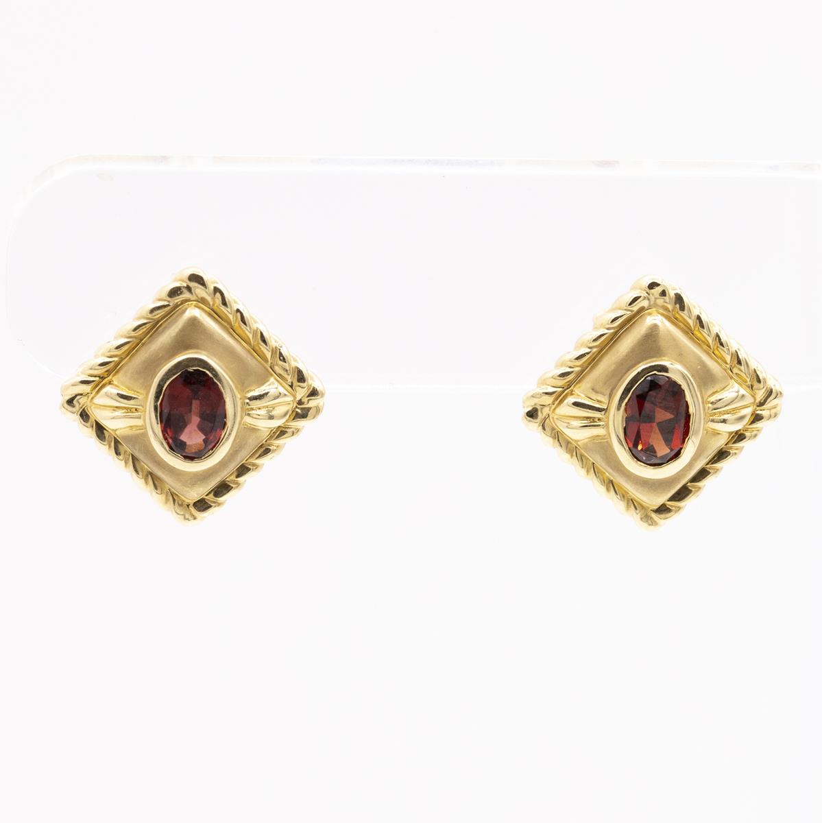 Gold Garnet Earrings