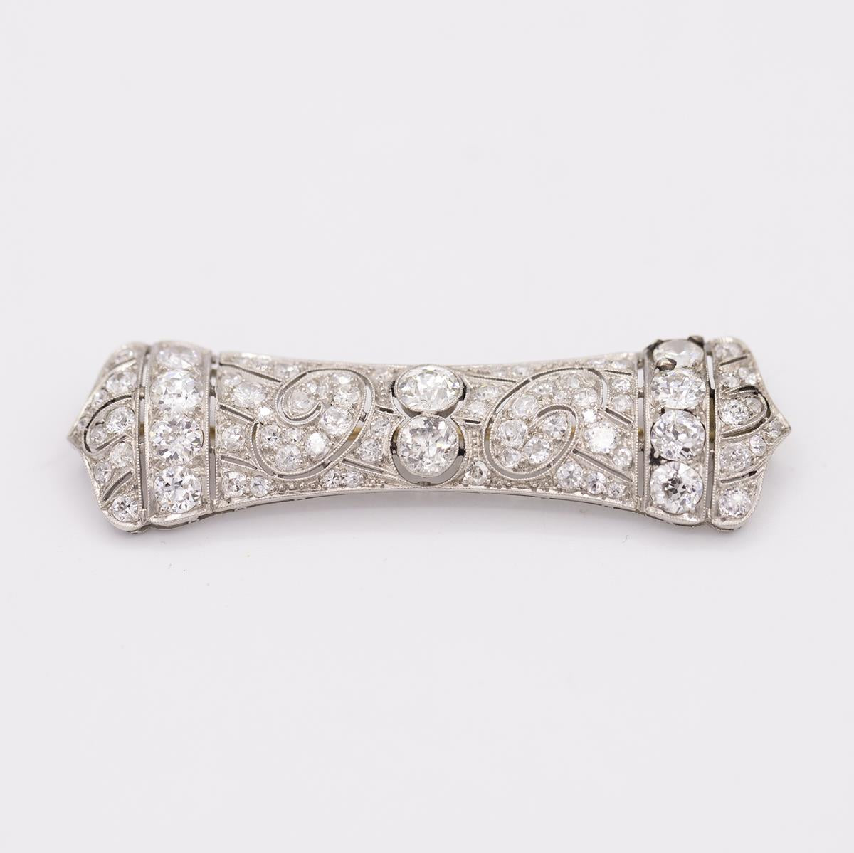 Platinum & 14Kt Art Deco Diamond Brooch