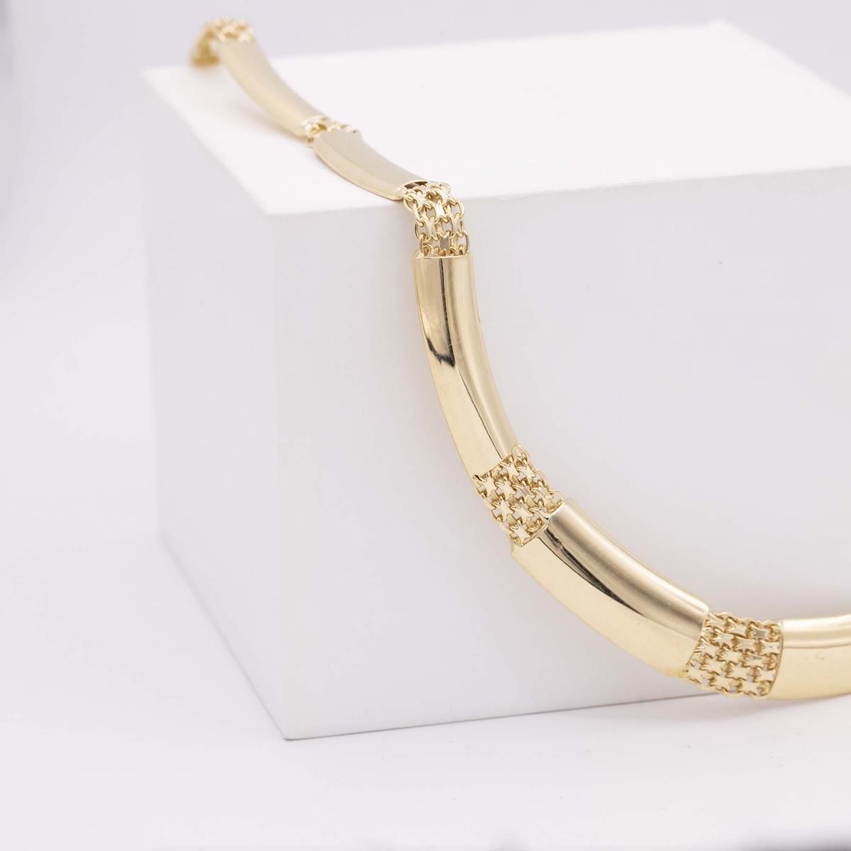 Gold Graduated Bar & Link Necklace