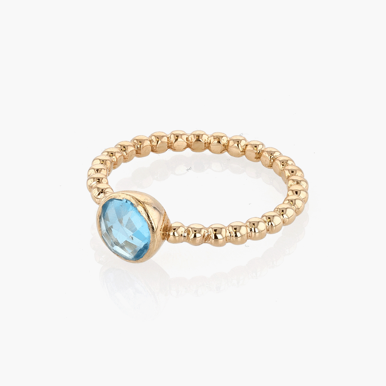 14k Yellow Gold and Blue Topaz Ring