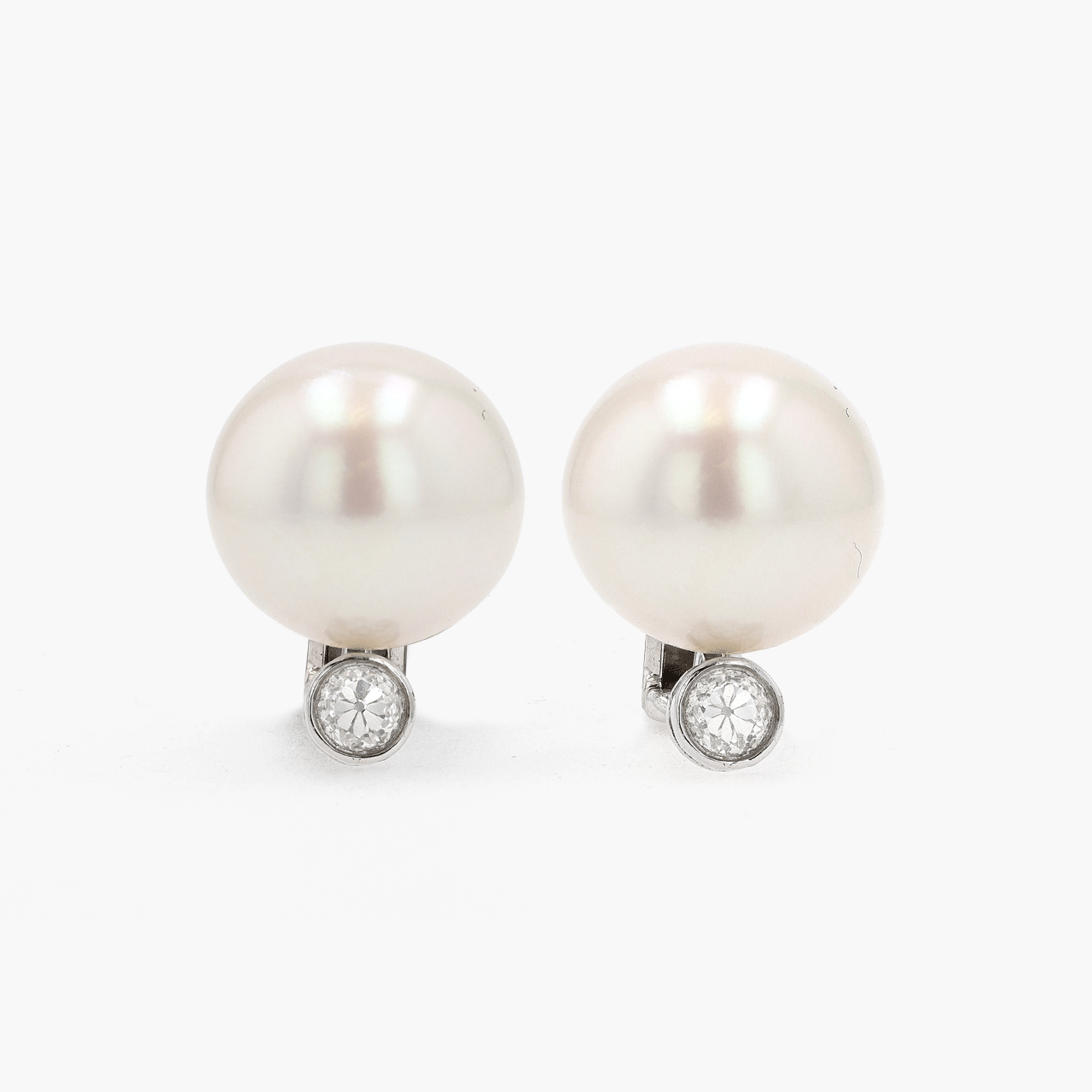 Platinum South Sea Pearl and Diamond Earrings