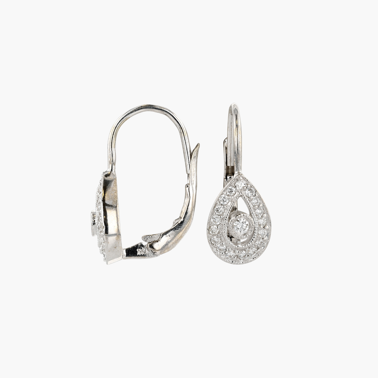 18k White Gold and Diamond Teardrop Earrings