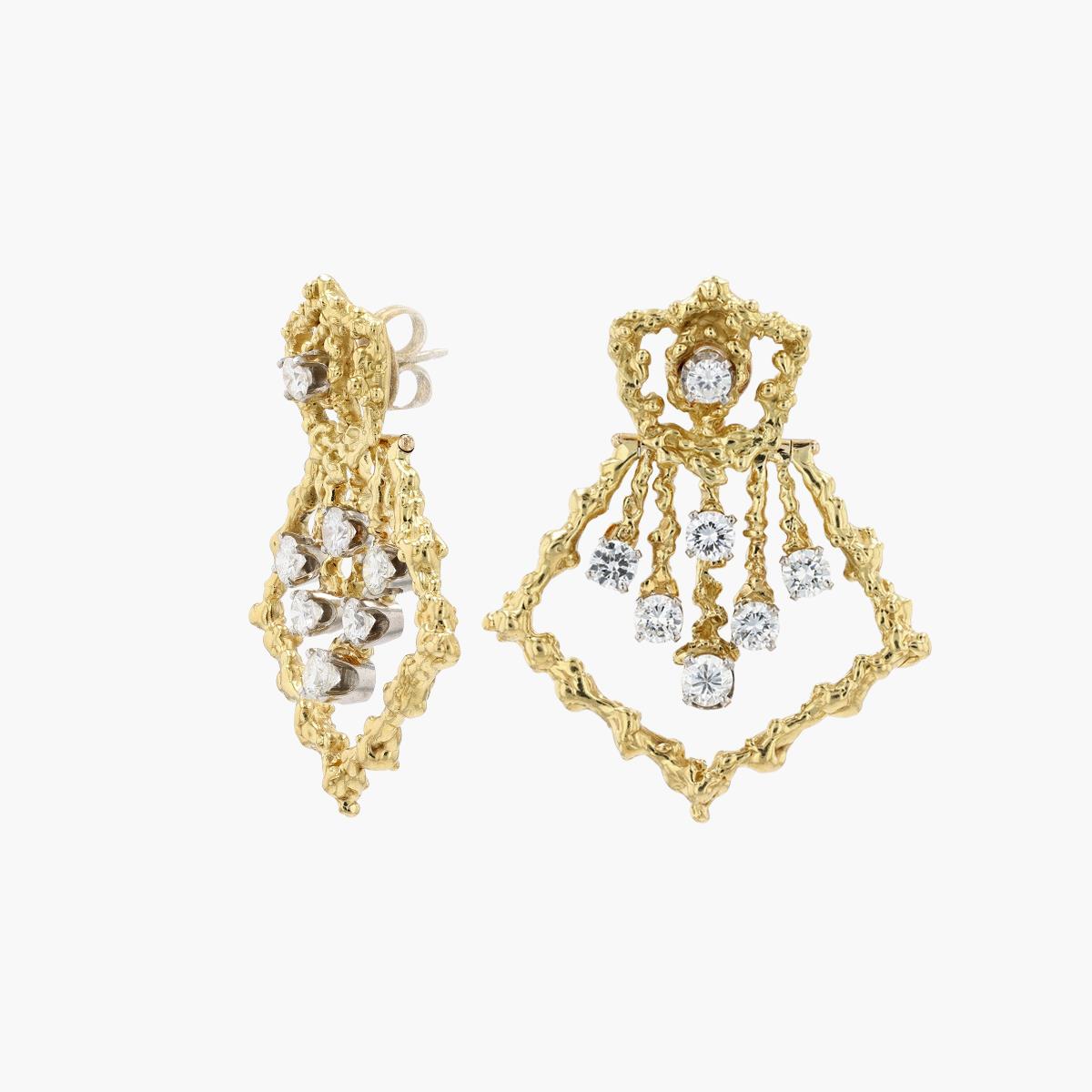 Vintage 18K Yellow Gold Diamond Earrings