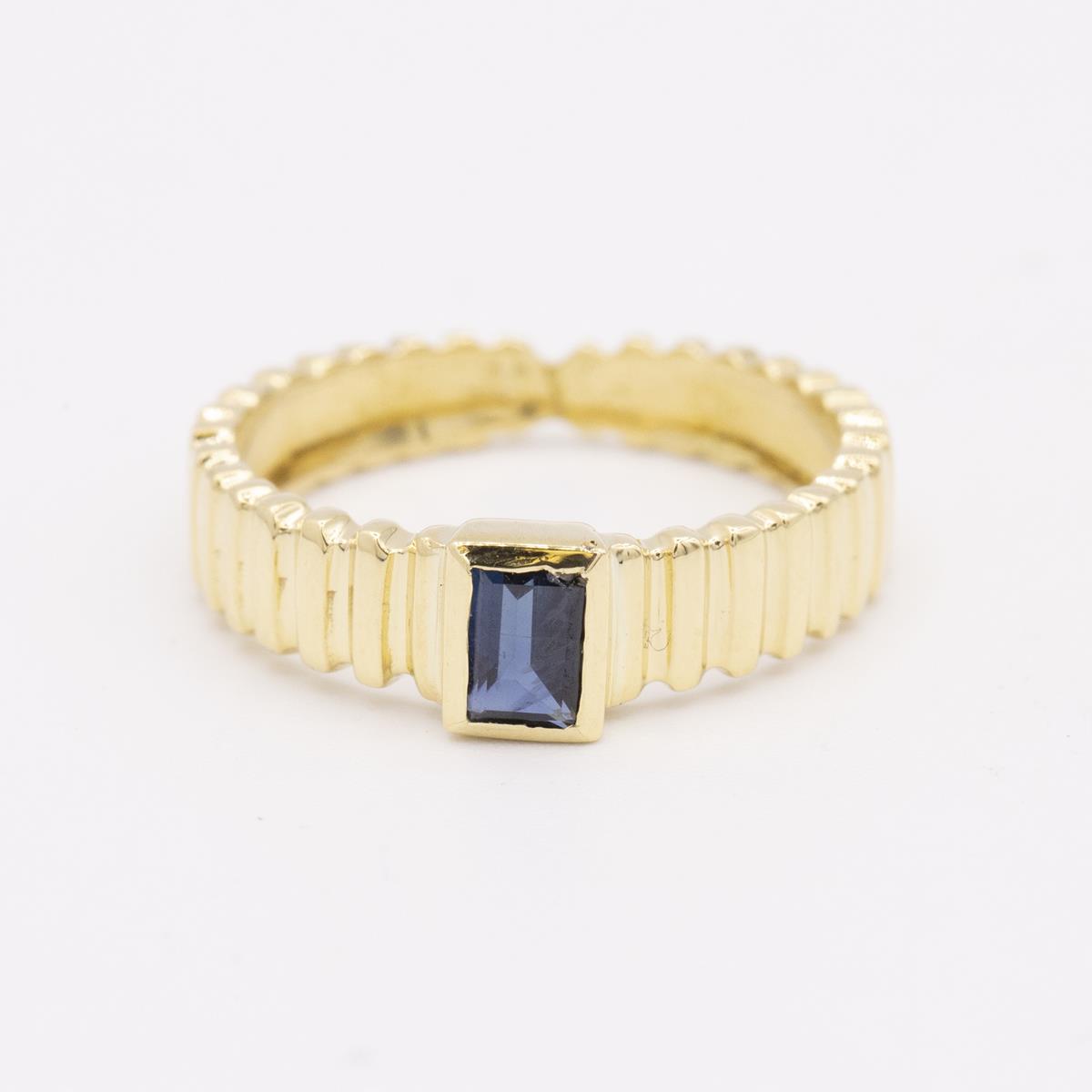 18KT Gold Emerald Cut Sapphire Ring