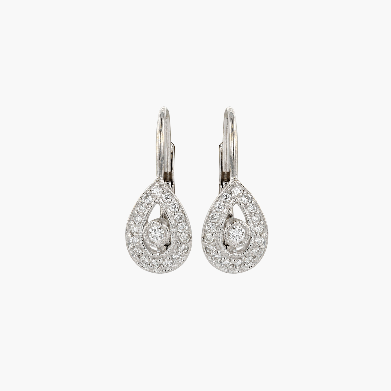 18k White Gold and Diamond Teardrop Earrings