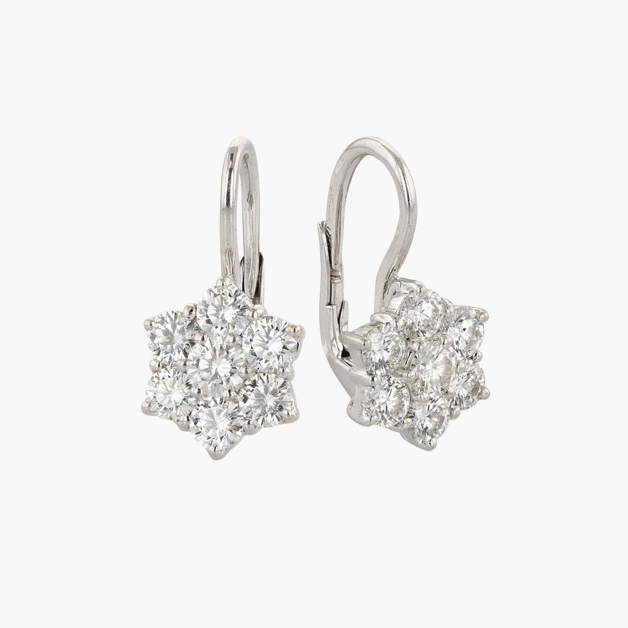 18k White Gold and Diamond Floral Earrings