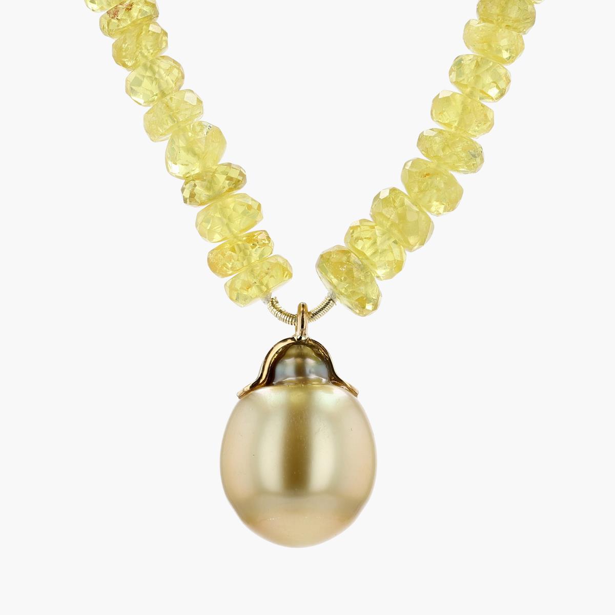 Vintage Baroque Pearl And Yellow Sapphire Beaded Necklace