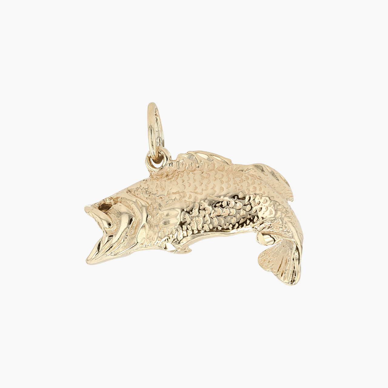 14k Yellow Gold Wide Mouth Bass Charm