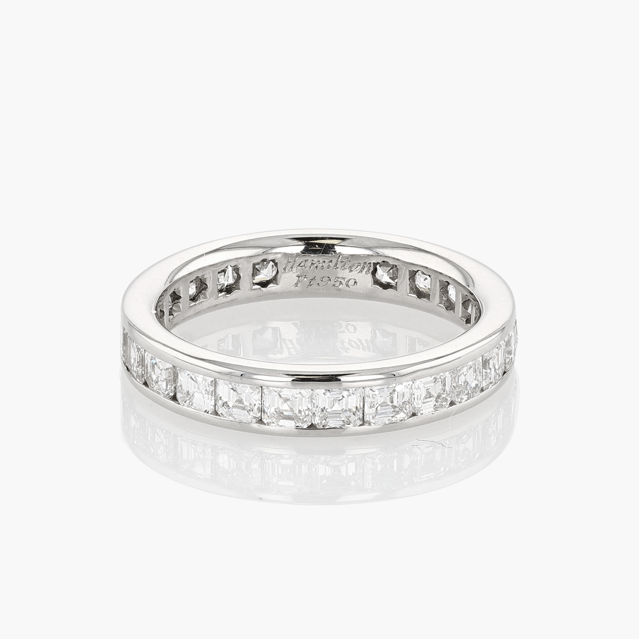 Platinum and Asscher Diamond Eternity Band