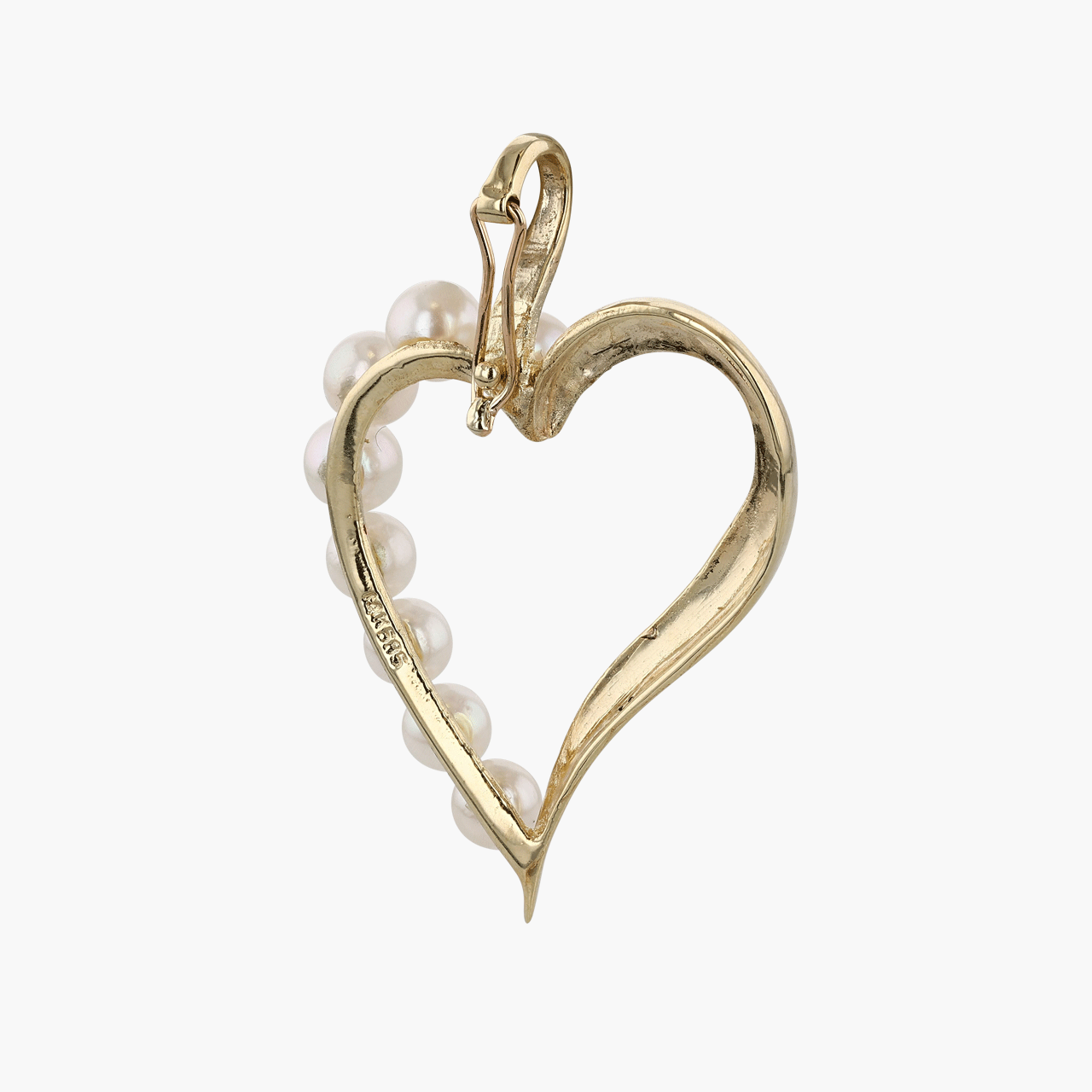 14k Yellow Gold and Cultured Pearl Heart Pendant