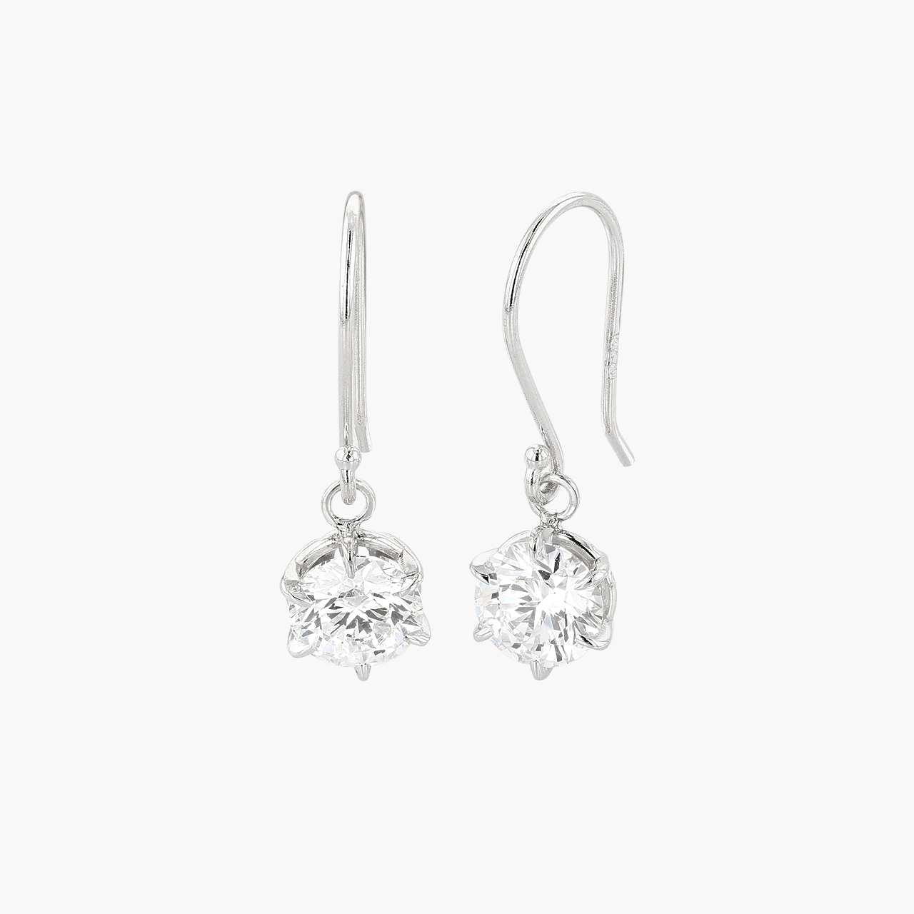 14k White Gold and Diamond Solitaire Drop Earrings