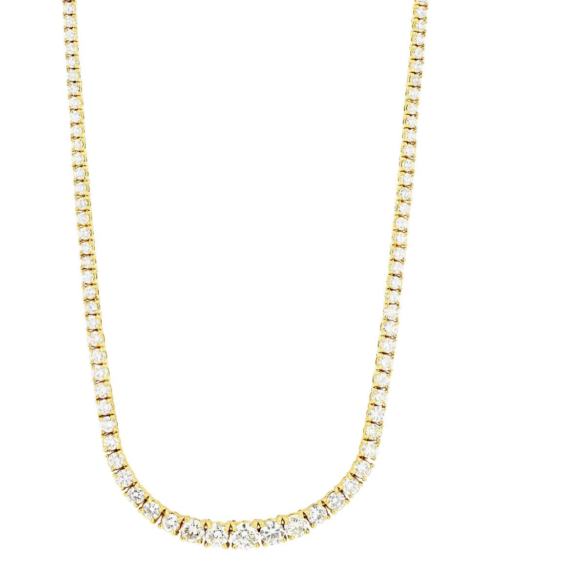 Vintage 18K Yellow Gold Graduated Diamond Riviera Necklace