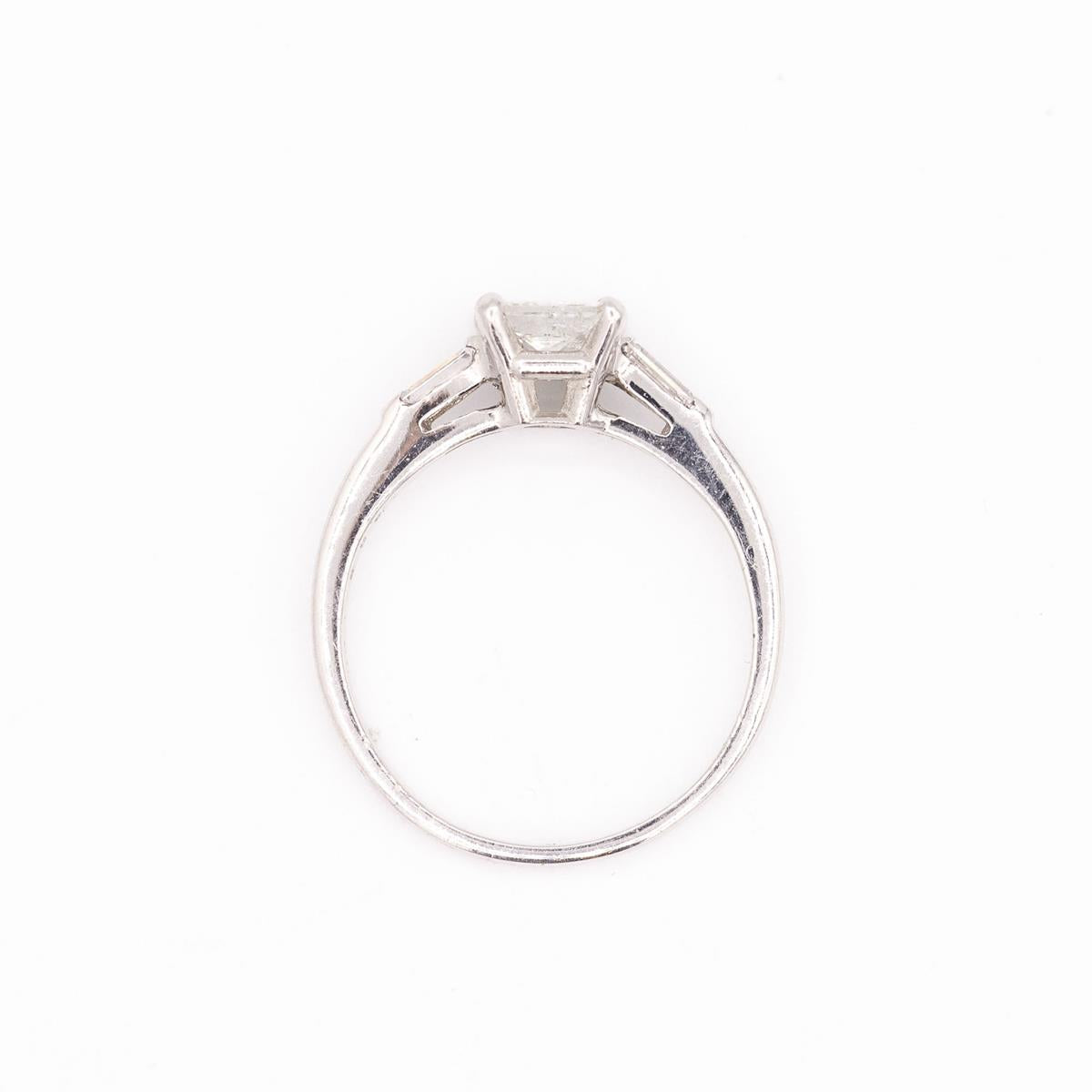 Vintage Platinum Princess Cut Engagement Ring