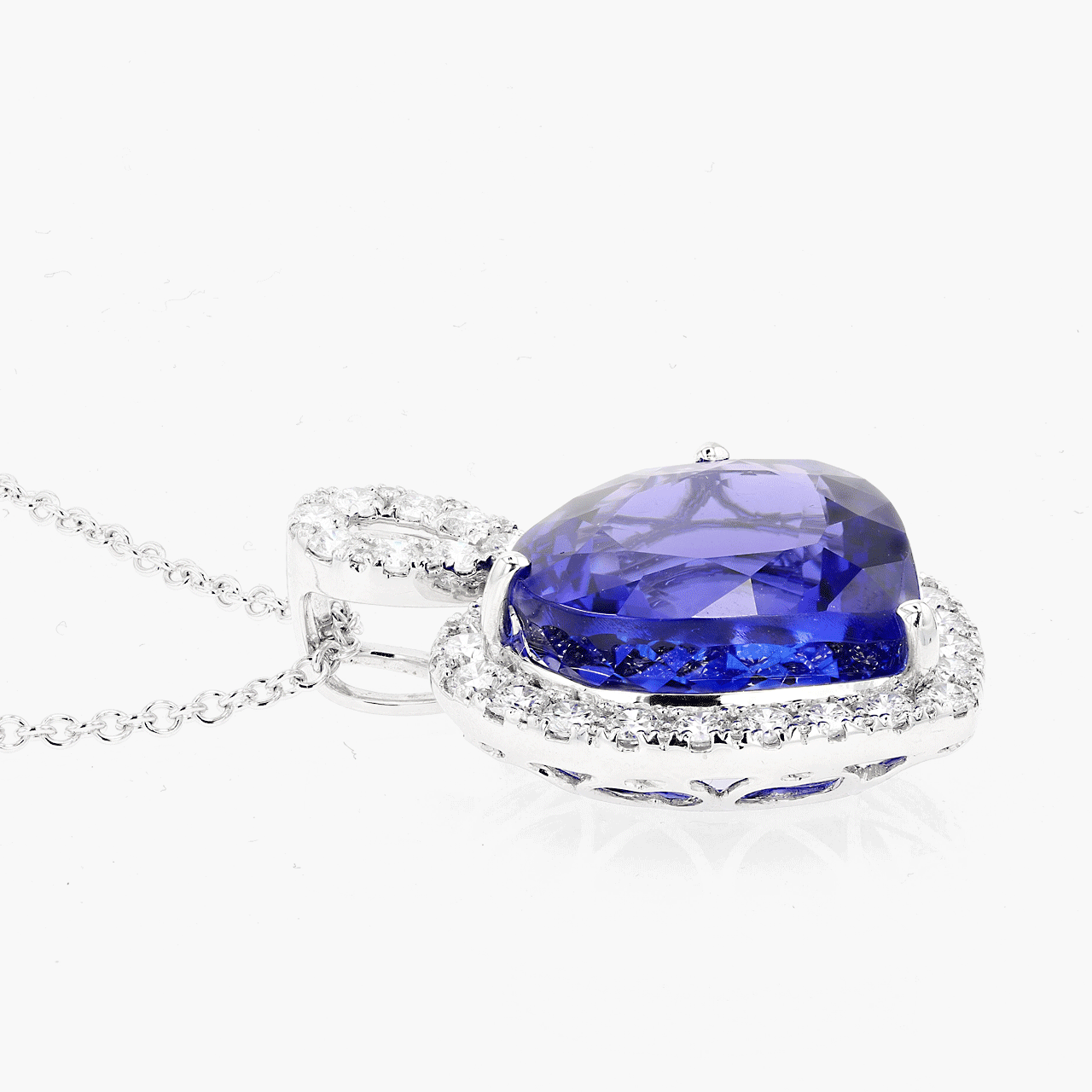 18k White Gold Tanzanite and Diamond Necklace