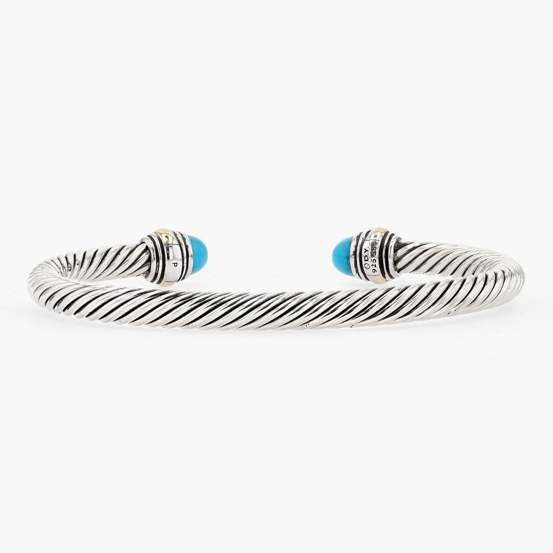 Vintage David Yurman Cable Bangle With Turquoise End Caps