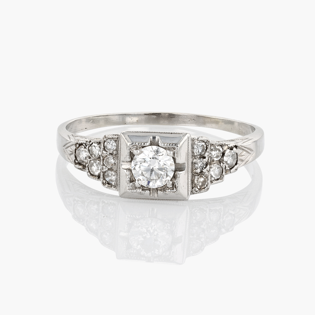 Vintage 14k Round Brilliant Diamond Ring .30 CT