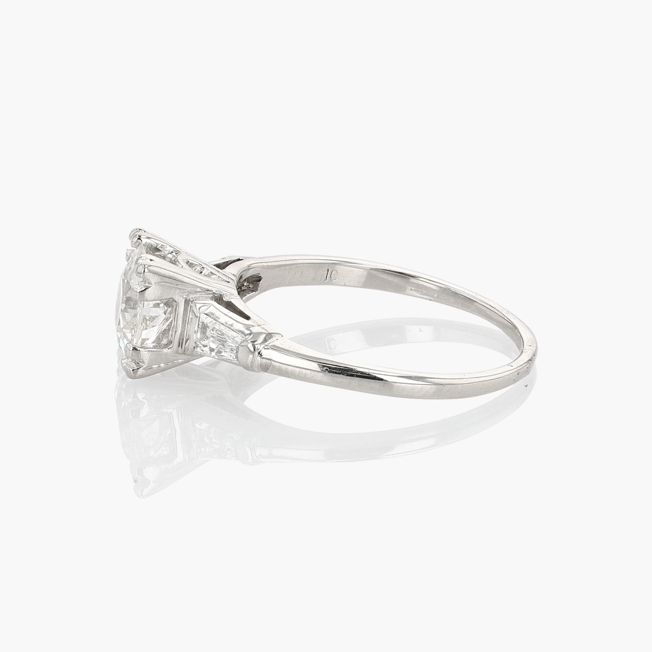 Platinum and Old European Cut Diamond 1.20 Total Weight Engagement Ring