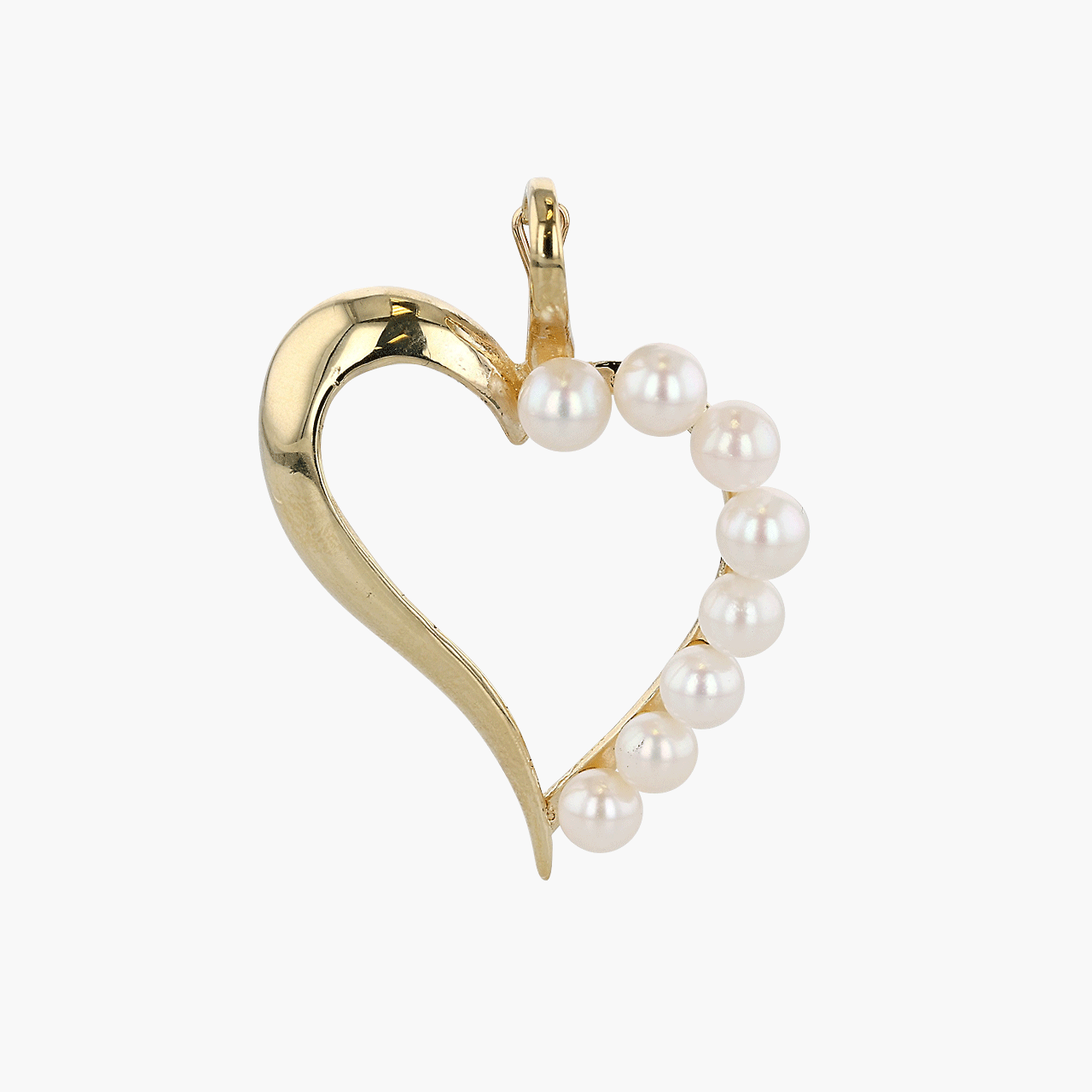 14k Yellow Gold and Cultured Pearl Heart Pendant