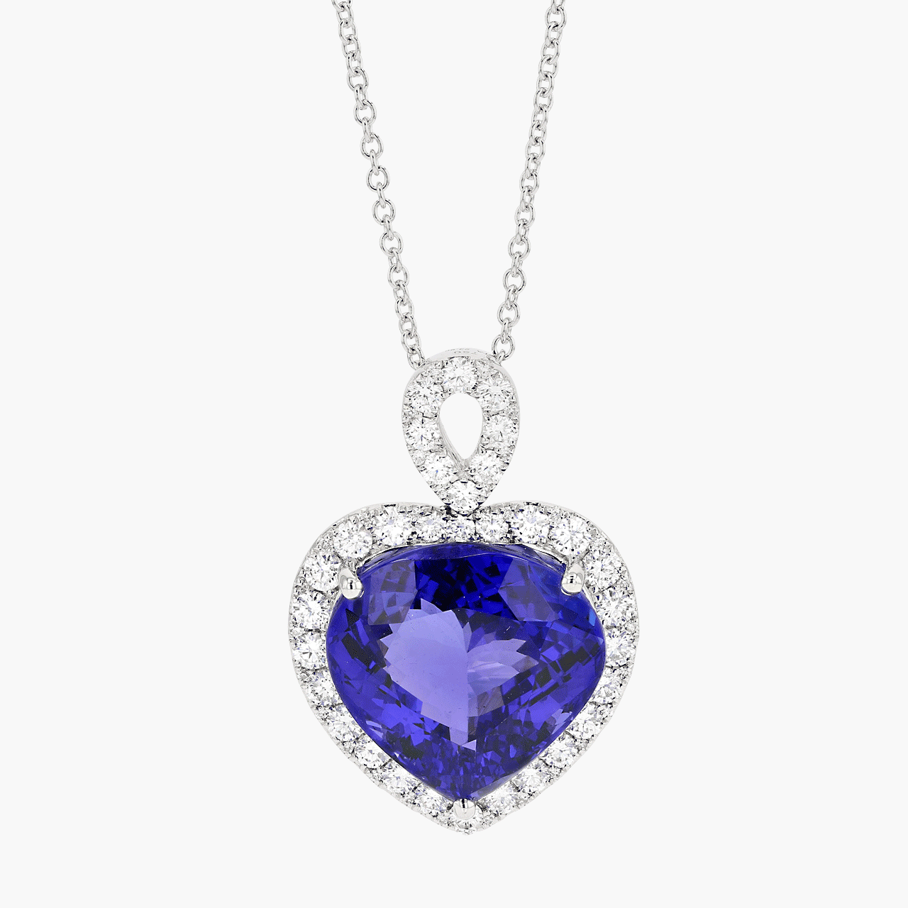 18k White Gold Tanzanite and Diamond Necklace