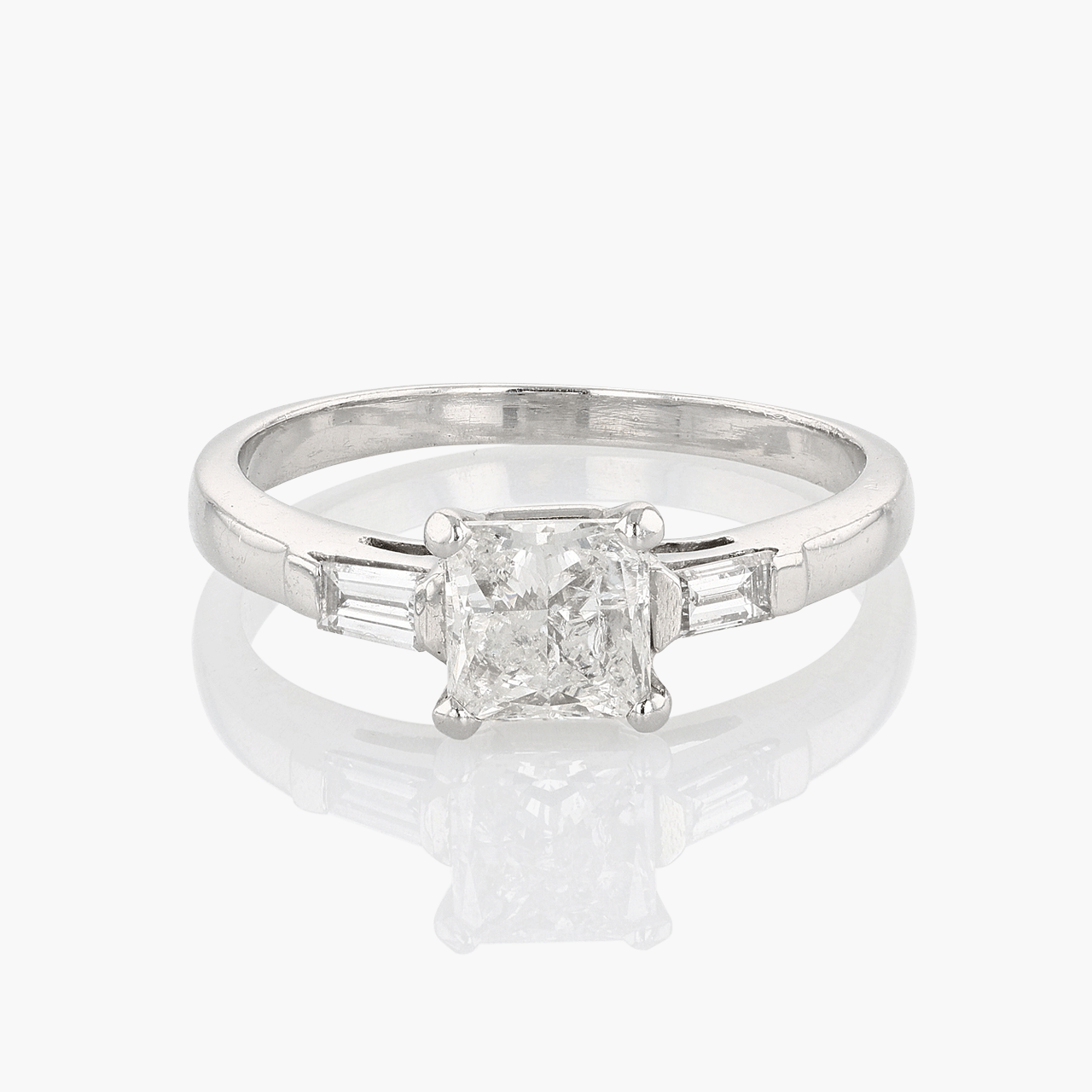 Vintage Platinum Princess Cut Engagement Ring
